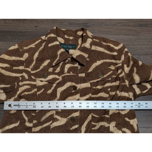 Lauren Jeans Co Ralph Lauren Zebra Print Denim Jacket Women's L Brown Beige - Picture 4 of 4